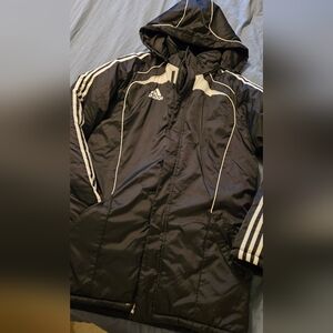 Adidas long puffy parka S unisex with removable hood